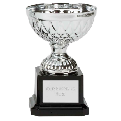 Picture of Tweed Silver Detailed Trophy Cup On A Black Plastic Base 