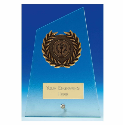 Picture of Elite Peak Self Standing Glass Plaque  17cm