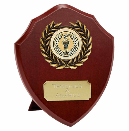 Picture of Triumph Gold Laurel Wooden Presentation Shield  10cm