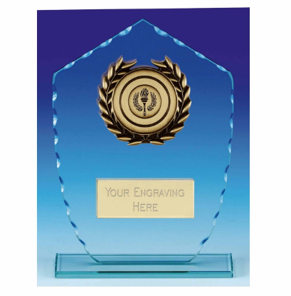 Picture of Explorer Bevelled Edge Shield Glass Award  20cm