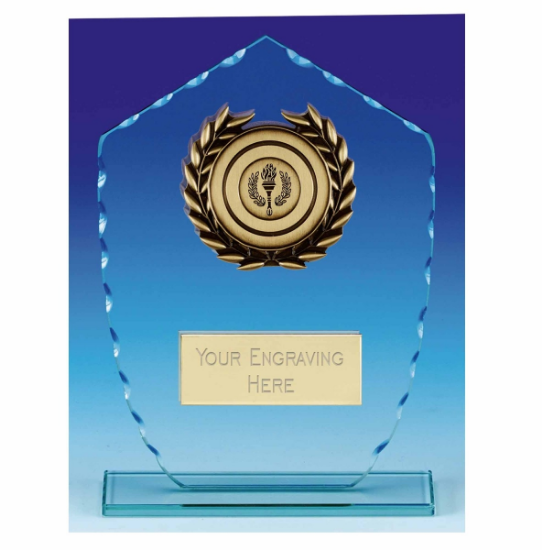 Picture of Explorer Bevelled Edge Shield Glass Award  20cm