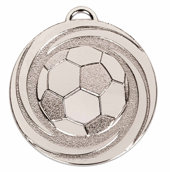 Picture of Silver Target Twirl Football Medal 50mm 50mm