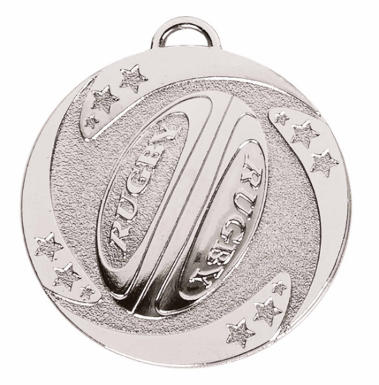 Picture of Silver Target Rugby Medal 50mm (2") 50mm