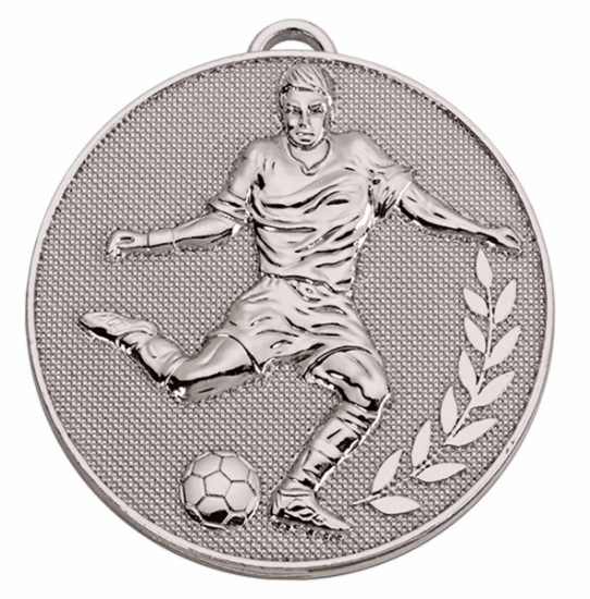 Picture of Silver Champion Action Football Medal 60mm (2 3/8") 60mm