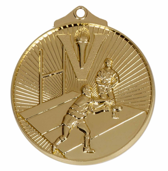 Picture of Gold Horizon Rugby Action Medal 52mm (2") 52mm