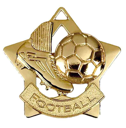 Picture of Gold Mini Star Boot & Ball Football Medal 60mm (2 3/8") 60mm