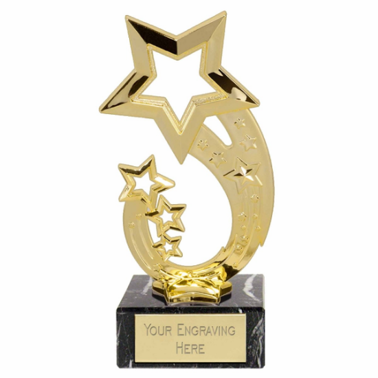 Picture of Gold Rising Star Award On A Black Marble Base  17.5cm