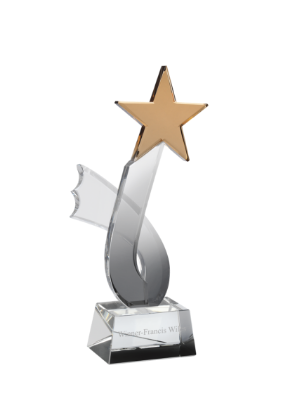 Picture of Optical Crystal Gold Shooting Star Award 10.5cm