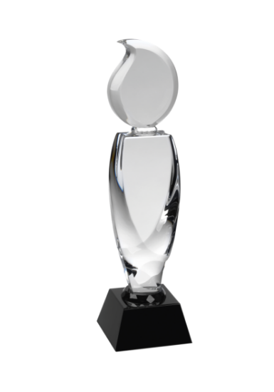 Picture of Clear & Black Crystal Award Boxed 11cm