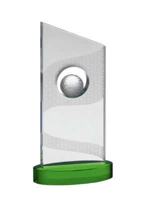 Picture of Clear & Green Crystal Golf Award 10cm