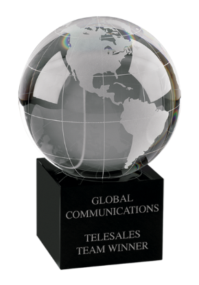 Picture of Clear Optical Crystal Globe & Base Award 7cm