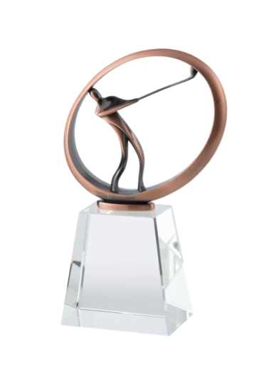 Picture of Bronze Finish Crystal Golf Award 8cm