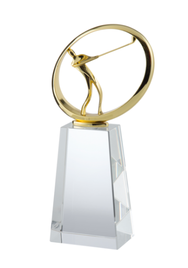 Picture of Gold Finish Crystal Golf Award 10cm