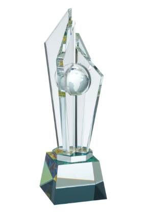 Picture of Clear Optical Crystal Central Globe Award 12cm