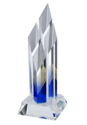 Picture of Clear & Blue Gold Crystal Glitter Award 12.5cm