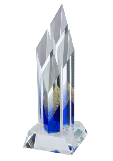 Picture of Clear & Blue Gold Crystal Glitter Award 12.5cm