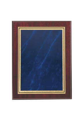 Picture of x 5in Mahogany Finish Plaque - Blue Marble Mist Front