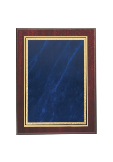 Picture of x 5in Mahogany Finish Plaque - Blue Marble Mist Front